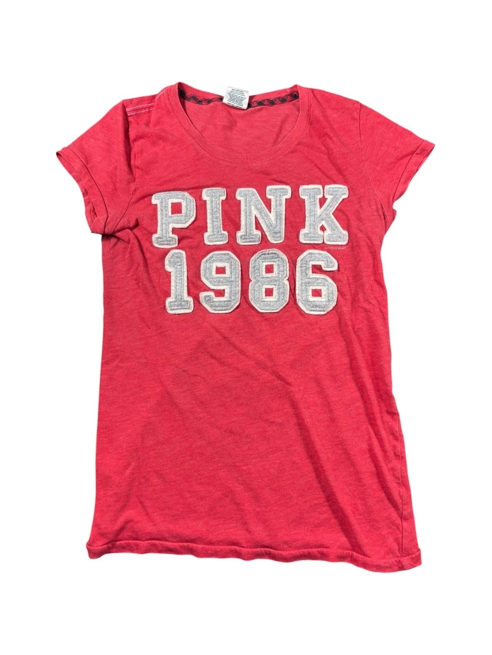 PINK Victoria’s Secret Y2K 1986 Varsity Appliqué Baby Tee